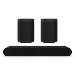 Sonos Surround Set with Ray Soundbar and Pair of One SL Speaker (Black)
