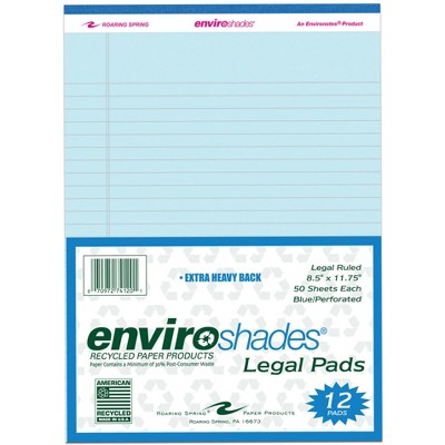 Enviroshades Legal Pads, 8-1/2 x 11 Inches, Blue, 50 Sheets, Pack of 12