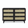 6 Drawer Dresser, Wooden Storage Cabinet With 6 Rattan Drawers, Adjustable Leg Height Sideboard Nightstand For Living Room - 4 of 4
