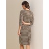 Allegra K Women's Houndstooth 3/4 Sleeve Elegant Cinched Waist Bodycon Dress - 3 of 4
