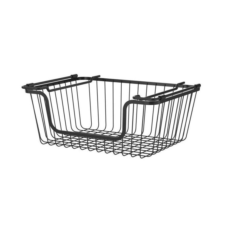 Oceanstar Stackable Metal Wire Storage Basket Set for Pantry, Countertop, Kitchen or Bathroom – Black, Set of 2, 3 of 10