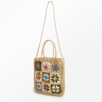 Women's Floral Crochet Rectangle Tote Bag - Cupshe