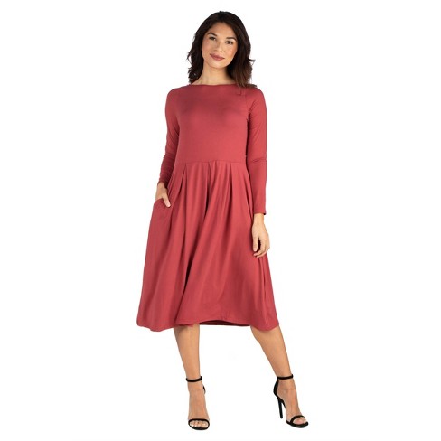 Womens Midi Length Pocket Dress-brick-l : Target