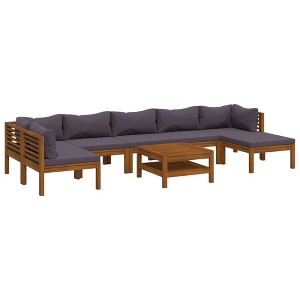 vidaXL Solid Acacia Wood Outdoor Patio Lounge Set - 8-Piece Garden Furniture with Dark Gray Cushions, Modular Design & Weather-Resistant - 1 of 4