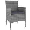 vidaXL 5-Piece Patio Lounge Set - Gray Poly Rattan Furniture with Tempered Glass Tabletop - Outdoor Chairs & stools for Garden - 4 of 4