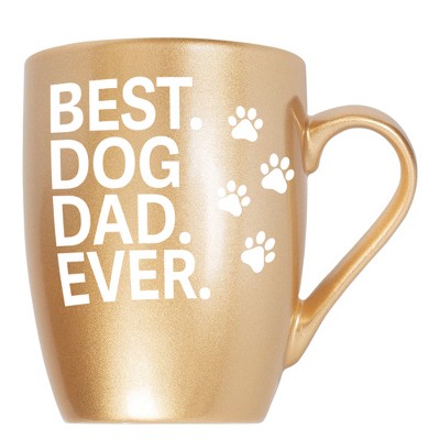 Elanze Designs Best Dog Dad Ever Vegas Gold 10 ounce New Bone China Coffee Cup Mug