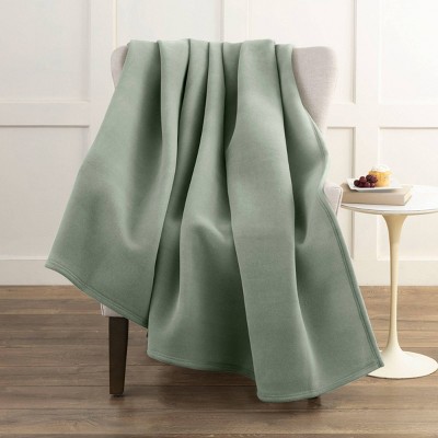 Luxurious Moss Green Fleece Full/Queen Blanket - Lightweight and Reversible