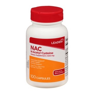 Leader N Acetyl Cysteine Dietary Supplement Capsules 600 mg, 100 Count - 1 of 4