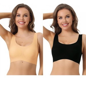 Allegra K Women's Wirefree Push Up Workout Sleep Comfort Sports Bras 2 Packs - 1 of 4