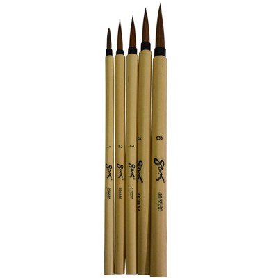Sax Bamboo Watercolor Paint Brushes, Fine Tip, Assorted Sizes, Set of 5
