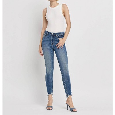 Women's High Rise Distressed Hem Skinny Jean - LOVERVET