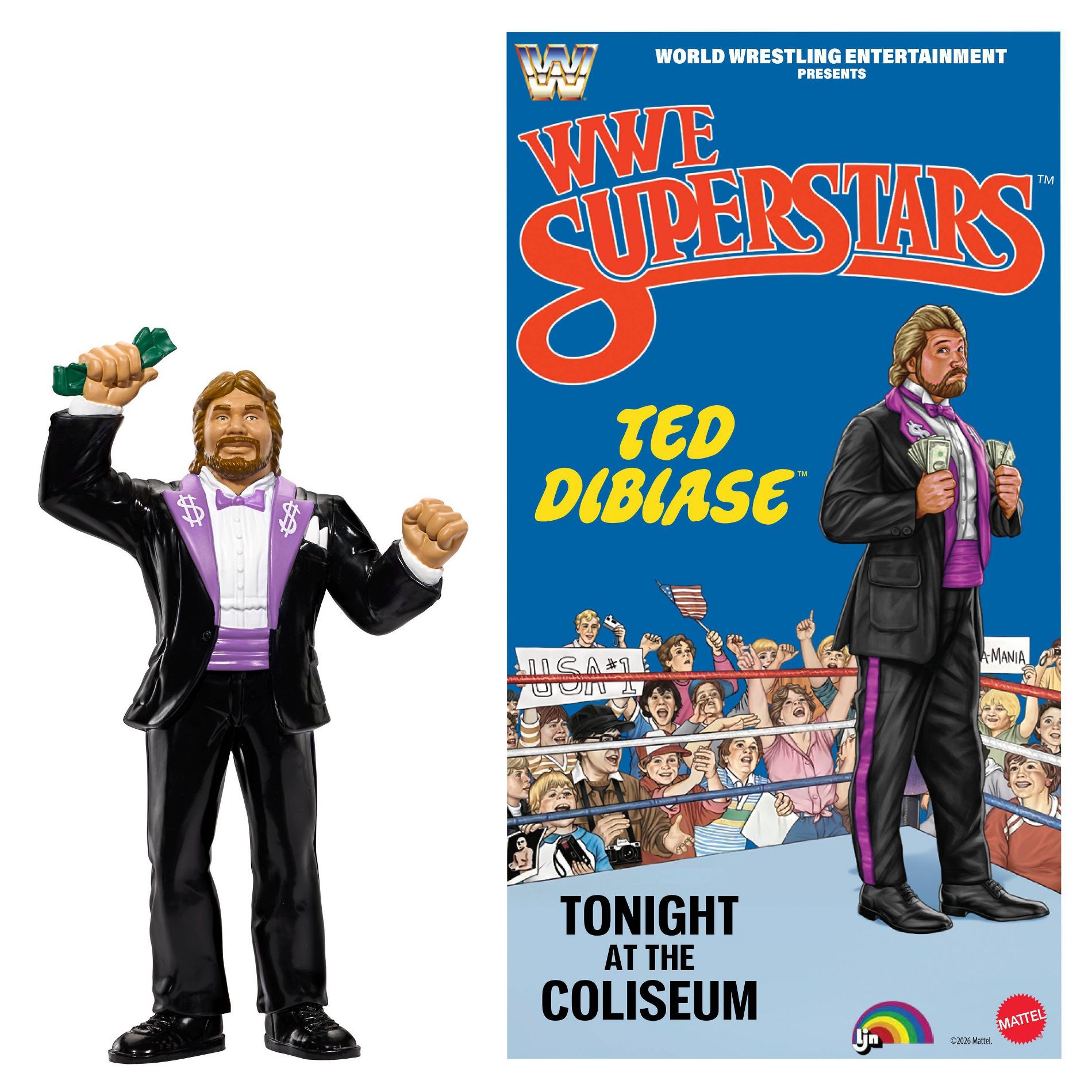 LJN WWE Superstars Ted DiBiase Action Figure, 1980s Retro 8" Collectible Toy