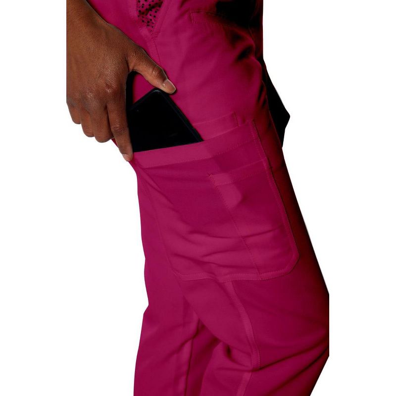 Members Only Women's Jogger Cargo Scrub Pants With 2X1 Rib Bottom Leg (Printed Waist Pocket Bags), 3 of 7