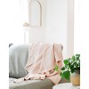 Slickblue Linen Throw Blanket with Frayed Edges, Stone Washed 84 x 60 Inch Cover in Blush, Ash Rose or Oyster - 3 of 4