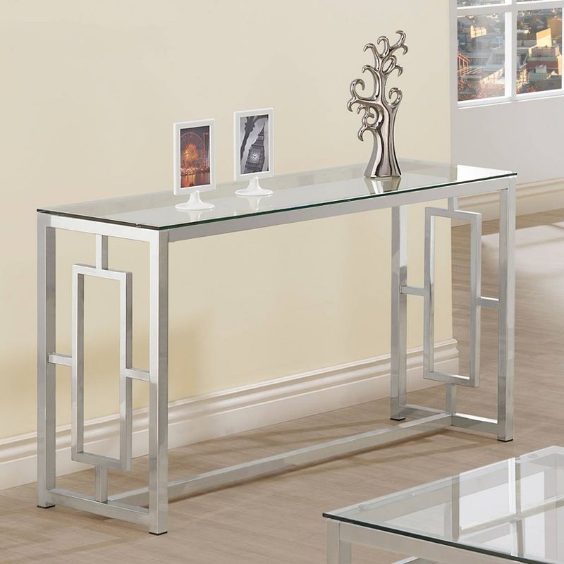 Merced Console Sofa Table with Glass Top Nickel - Coaster, 3 of 5