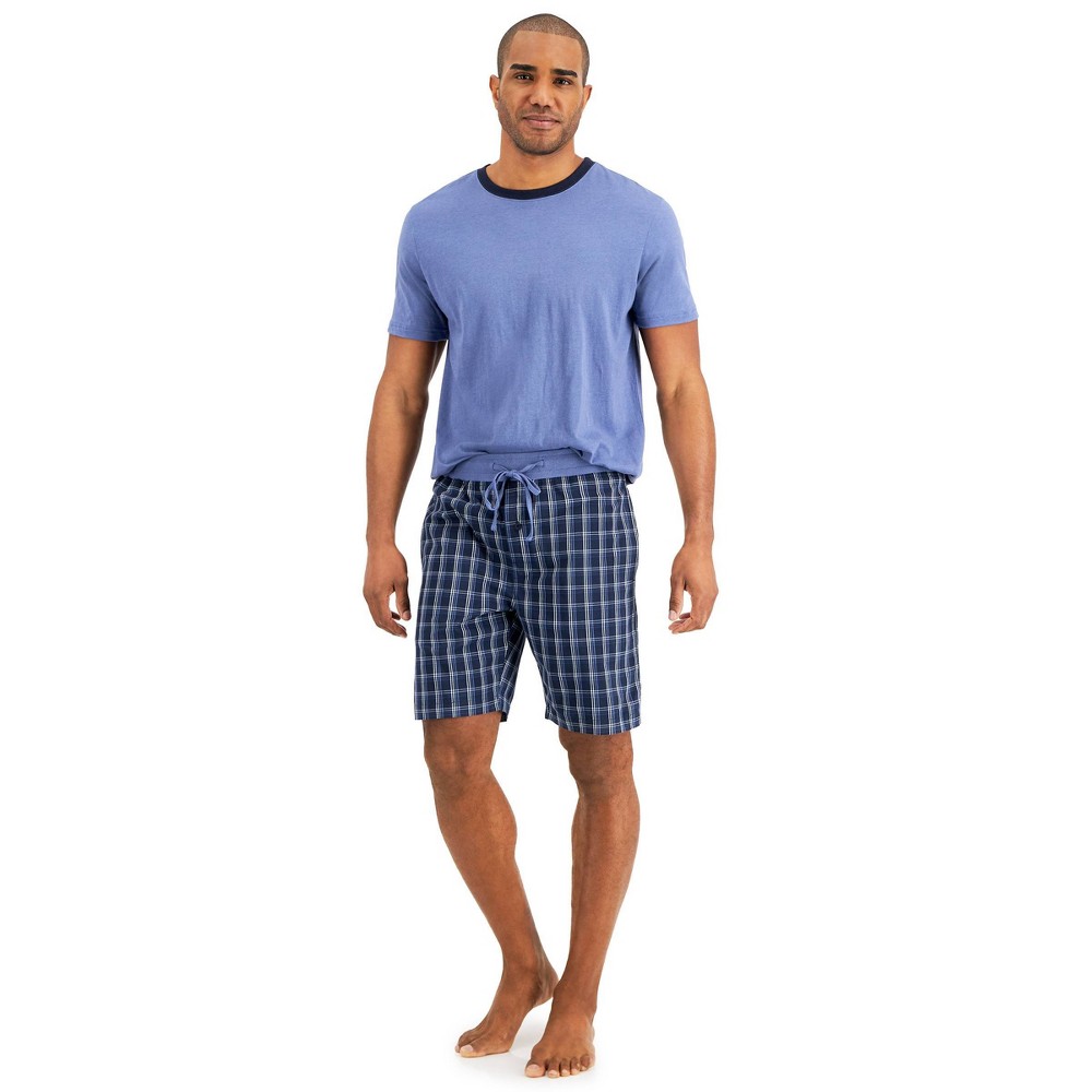 Photos - Other Textiles Hanes Premium Men's Shorts and T-Shirt Pajama Set 2pc - Blue L