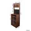 6-shelf bookcase with 2 sliding striped glass doors, freestanding countertop storage - 4 of 4