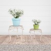 Nature Spring Plant Stands Set of 2 Indoor/Outdoor Nesting Wrought Iron Inspired Metal Round Decorative Potted Plant Display - 4 of 4