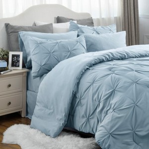 Cozy Comfort by Bedsure | Solid Diamond Pintuck 7pcs 80gsm Queen Size Peyote Bedding Set Comforter Set - 1 of 4