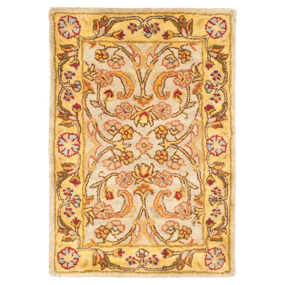 2'x3' Gray/Light Gold Floral Tufted Accent Rug - Safavieh