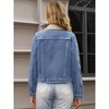 INSPIRE CHIC Women's Faux Fur Collar Fleece Lined Winter Thicken Denim Trucker Jacket - 4 of 4