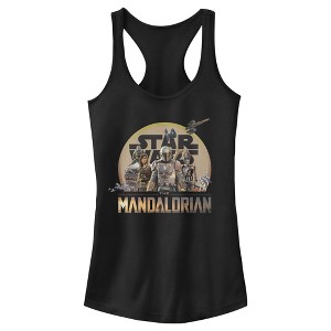 Juniors Womens Star Wars The Mandalorian Character Collage Racerback Tank Top - 1 of 4
