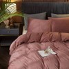 Velvet Duvet Cover Queen Size 3 Pcs Flannel Blush Pink Set with Zipper Corner Ties - 3 of 4