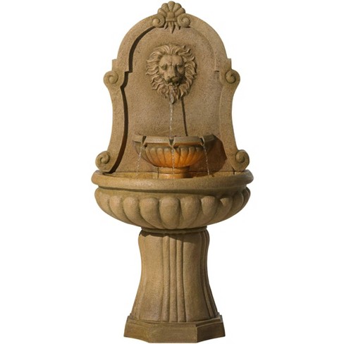 John Timberland Outdoor Wall Water Fountain with Light LED 58" High Lion's Head 2 Tiered for Yard Garden Patio Deck Home - image 1 of 4