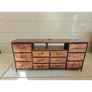 12 Drawer Dresser TV Stand for 65 70 75 Inch TV 63" W Extra Long Dresser for Bedroom with LED Lights - 1 of 1