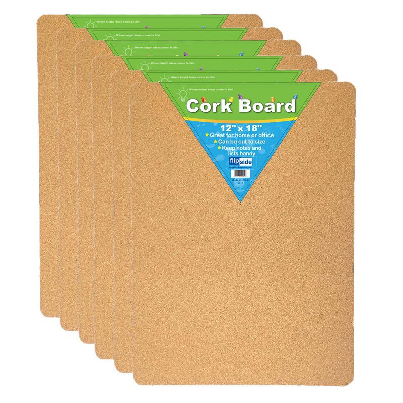 Flipside Products Cork Bulletin Board, 12" x 18", Pack of 6, 1 of 6