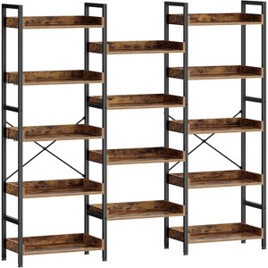 3 Sets of 5-layer Bookshelves, Open Display Racks and Metal-framed Industrial Wide Bookshelves, Suitable for Various Scenarios. - 1 of 4