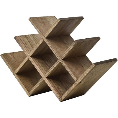Itopfox 8-Bottle Countertop Wine Rack, Wooden 3-Tier Wine Bottle Holder for Bar Table, Wine Cabinet, Free Standing Display and Storage Shelves Brown
