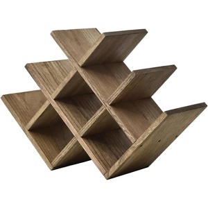 Itopfox 8-Bottle Countertop Wine Rack, Wooden 3-Tier Wine Bottle Holder for Bar Table, Wine Cabinet, Free Standing Display and Storage Shelves Brown - 1 of 4