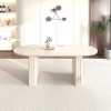 Gulches Travertine Inspired Extendable Oval Dining Table 4-8 People Wooden Strip Base Kitchen Family Living Room - 2 of 4
