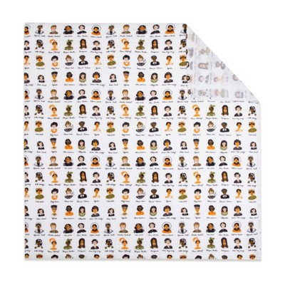 Women in History White Muslin Cotton Baby Swaddle Blanket
