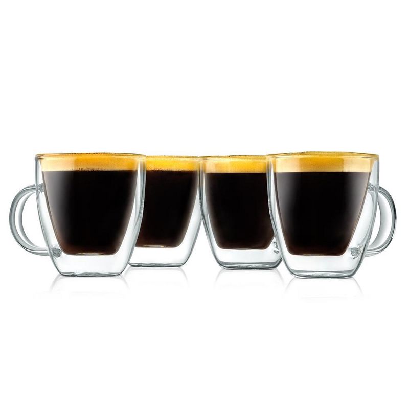 NutriChef 4 Pcs. of Clear Glass Coffee Mug - Elegant Clear Glasses with Convenient Handles, For Hot and Cold Drinks, 2 of 8