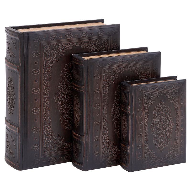 Vintage Reflections Rustic Wood-Style MDF and Synthetic Leather Book Box Set 3ct - Olivia & May, 1 of 20
