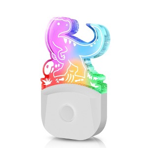 YANSUN 0.5W Plug-in Light-Controlled Night Light, Velociraptor Design, White Acrylic, RGB, U.S. Two-Prong Plug - 1 of 4