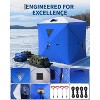 Insulated Pop-Up Ice Fishing Tent 3-4 Person, Quick Setup Portable Hub Tent, 210D Oxford Fabric, Includes Anchors, Ropes & Carry Bag - 4 of 4