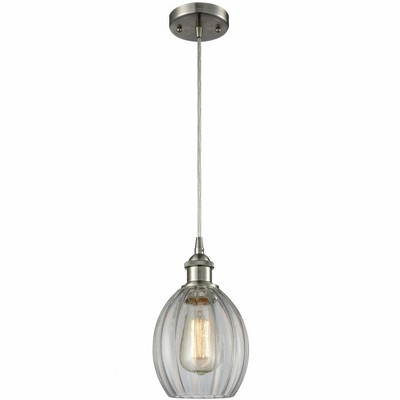 Eaton - 1 Light Cord Hung Mini Pendant In Industrial Style-9.5 Inches Tall and 6 Inches Wide