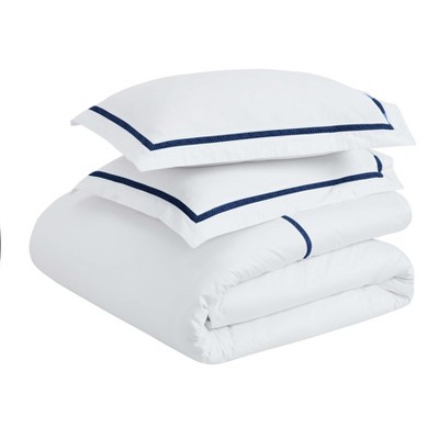 Cotton Cross-Stitch Embroidered 3 Piece Duvet Cover Set by Blue Nile Mills