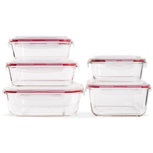Lexi Home 10-piece Glass Food Storage Container With Red Locking Lids ...