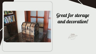 Large Rustic Wooden Pirate Trunk with Lion Rings and Lock