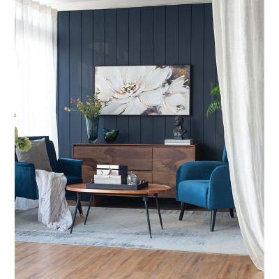 Large White and Gold Floral Canvas Print