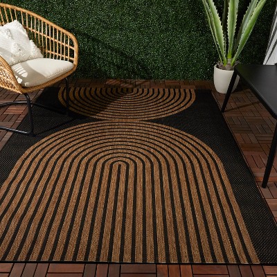 Sophia Black and Brown Geometric Flatweave Rug