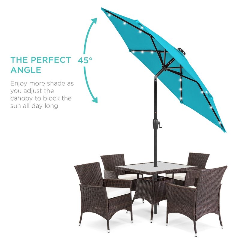 Best Choice Products 7.5ft Outdoor Solar Patio Umbrella for Deck, Pool w/ Tilt, Crank, LED Lights, 2 of 11