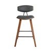 28.5" Fox Mid-Century Bar Height Barstool Faux Leather with Brushed Wood - Armen Living - 2 of 4