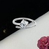 Slickblue Black & London Blue or Silver & Clear Stainless Steel Engagement Ring - Spinel or CZ Round Stone, Pave Design, Size 5-10 - 2 of 4
