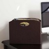 BLU MONACO Magazine Holder - Woven Leather Magazine Basket with Handles - Foldable Design - 3 of 4