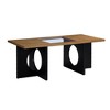 Chic Crate-Contemporary Rectangular Coffee Table with Tempered Glass Top - Dual-Tone Black & Light Espresso Wood Base, 47” for Living Room (Modern) - 3 of 4